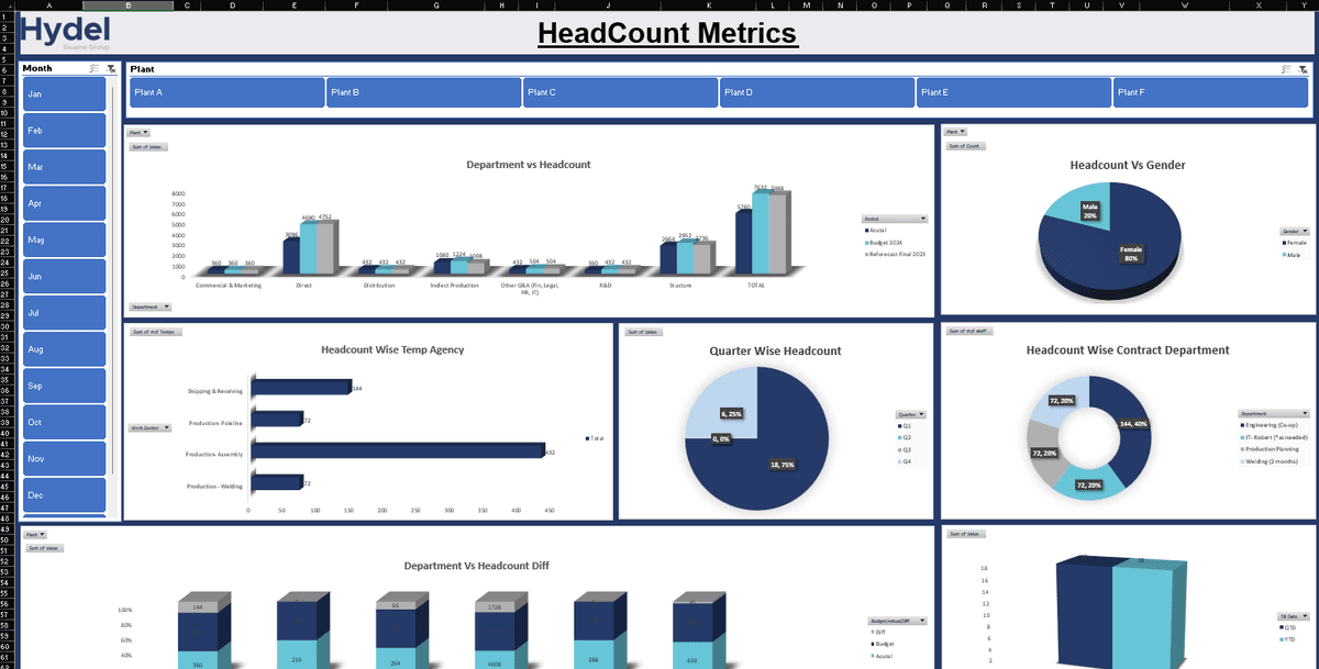 Hydel Sicame Excel Dashboard